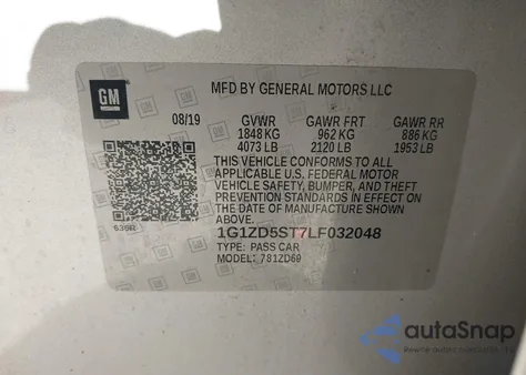 2020 Chevrolet Malibu Fwd Lt z USA, uszkodzony, nr VIN 1G1ZD5ST7LF032048